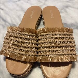 Kaanas Tan Conchal Frayed Sandals Neutral